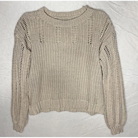 American Eagle Outfitters Sweaters - American Eagle Sweater Tan Beige Open Weave Knit Top Size‎ Extra Small